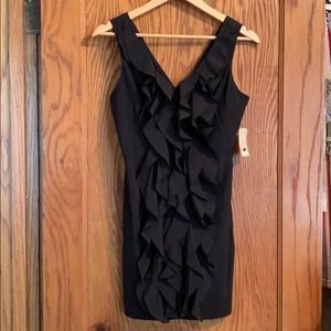 NWT Ruffle Front Black Dress